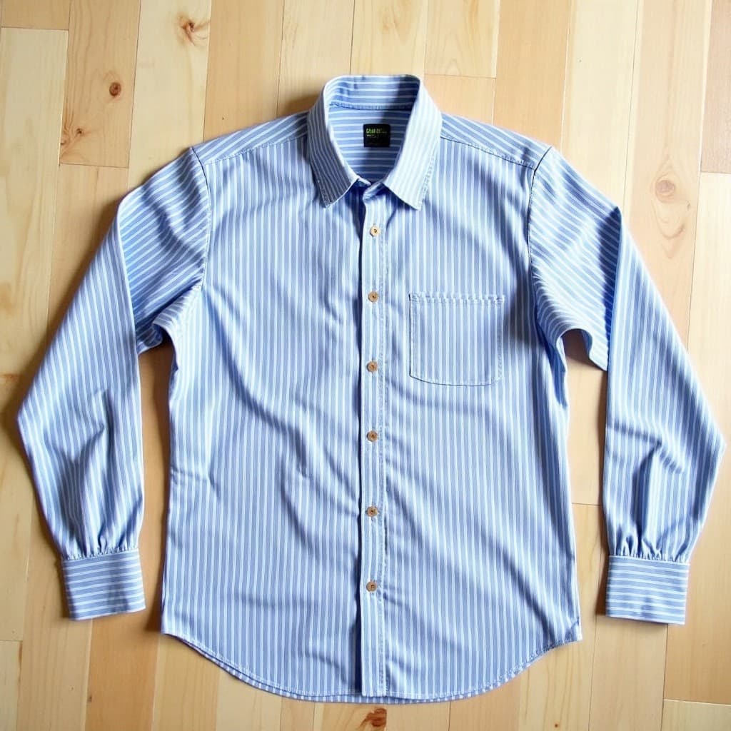 Striped cotton shirt photographed flat